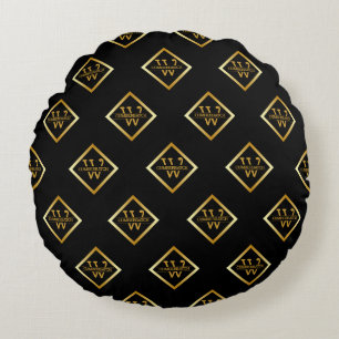 Faux Gold Axis Monogram – Black & Gold Round Pillow