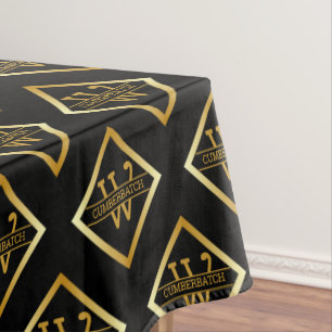 Faux Gold Axis Monogram – Black & Gold Tablecloth