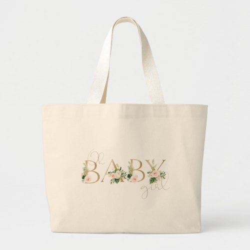 Faux Gold Baby Floral Oh Girl Baby Shower Tote 