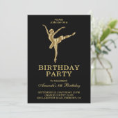 Faux Gold Ballet Girl Ballerina Birthday Party Invitation (Standing Front)