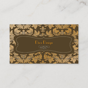 Faux gold baroque damask chocolate business card