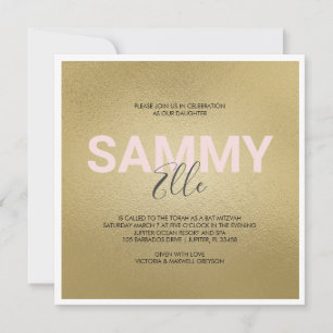 Faux Gold Bat Mitzvah Invitation