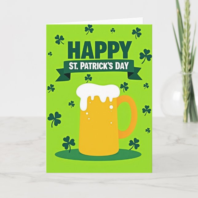 Faux Gold Beer St Patricks Day Card (Front)