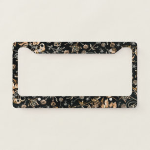 Faux Gold Beetles Flowers Leaves Cherry Fruits License Plate Frame