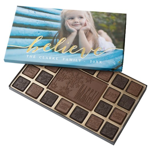 Faux Gold Believe | Holiday Box of Chocolates (Opened)