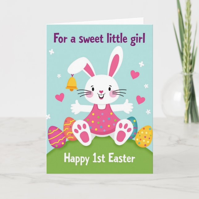 Faux Gold Bell First Springtime Card (Front)