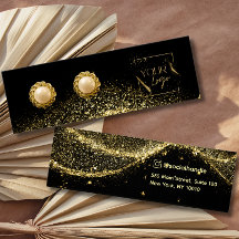 Faux Gold black Glitter logo Earring Display Card