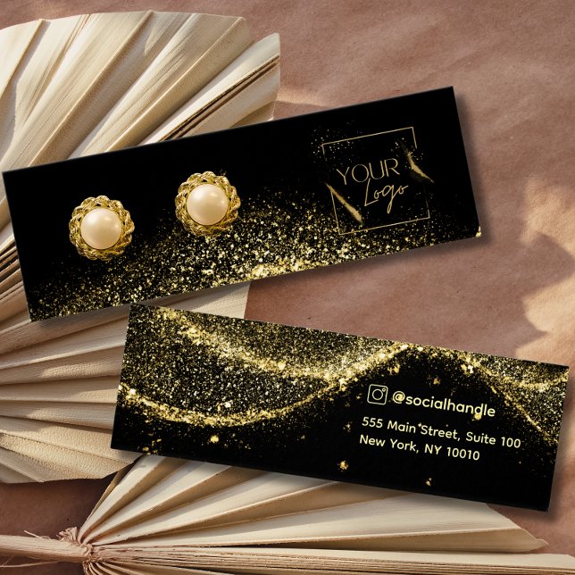 Faux Gold black Glitter logo Earring Display Card (Creator Uploaded)