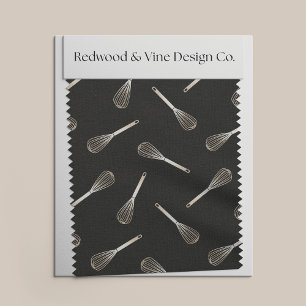 Faux Gold & Black Kitchen Whisk Pattern Fabric