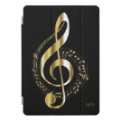 Faux Gold Black Music Notes Optional Monogram iPad Pro Cover Faux Gold Black Music Notes Optional Monogram iPad Pro Cover