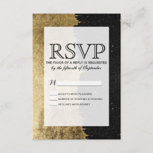 Faux Gold & Black Starry Night Brushstrokes RSVP