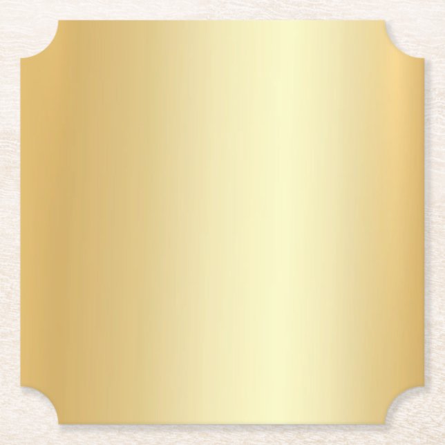 Faux Gold Blank Elegant Template Modern Glamour Paper Coaster (Front)