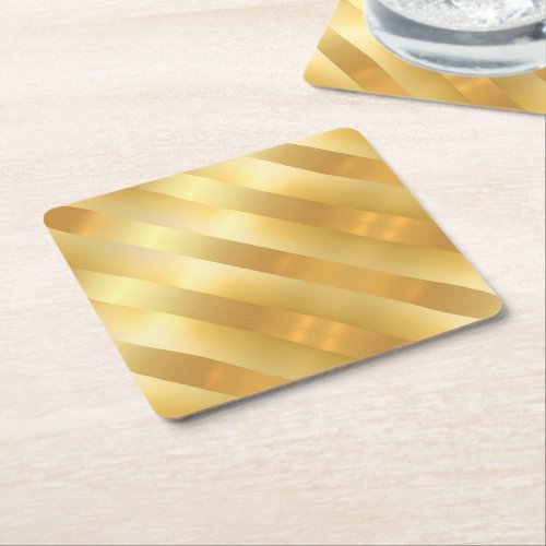 Faux Gold Blank Modern Elegant Glamorous Template Square Paper Coaster
