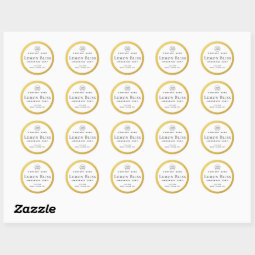 Faux gold border round product label | Zazzle