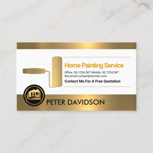 Faux Gold Borders Roller Paint Brush Painter Business Card