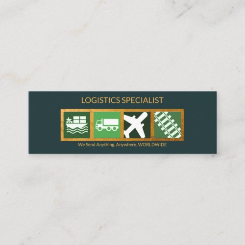 Faux Gold Box Logistic Transportation Modes Mini Business Card