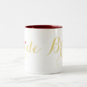 Faux Gold Bride Bridal Shower Wedding Party Heart Two-Tone Coffee Mug (Center)