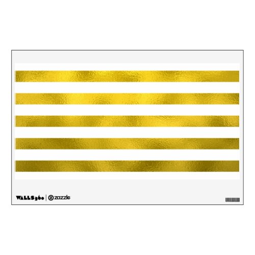 Faux Gold Bronze White Horizontal Stripes Striped Wall Sticker