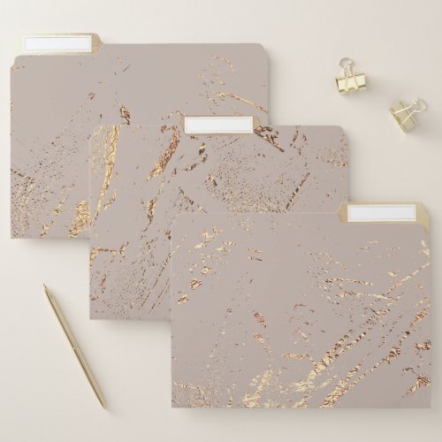 Faux gold brown marble vein elegant foil shimmer file folder