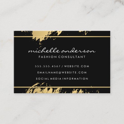 Faux Gold Brushed Black Gray Gold Border Business Card
