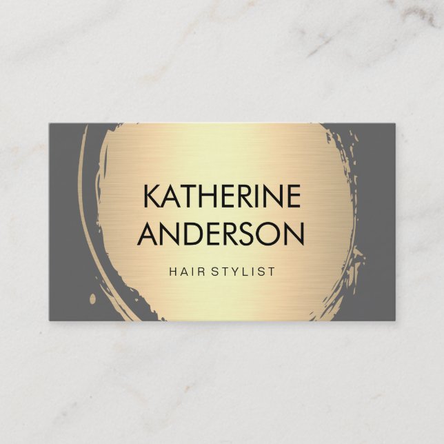Faux Gold Brushed Gray Background Business Card (Front)