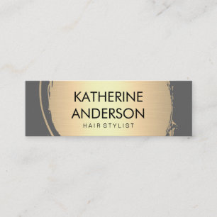 Faux Gold Brushed Gray Background Mini Business Card