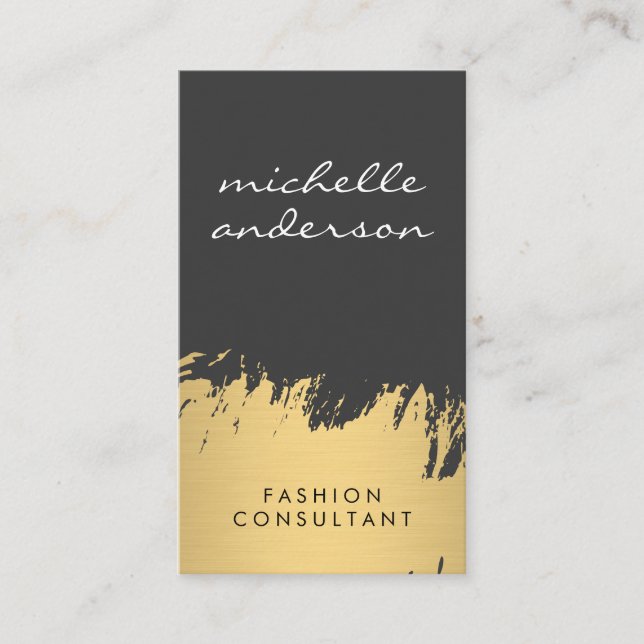 Faux Gold Brushed Gray Business Card (Front)