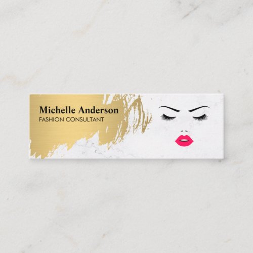 Faux Gold Brushed  Makeup Artist  Fashionista Mini Business Card