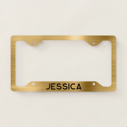 Faux Gold Brushed Metal Foil License Plate Frame