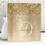 Faux Gold Brushed Metal Glitter Print Monogram Mini Binder<br><div class="desc">Easily personalize this trendy chic mini binder design featuring pretty gold sparkling glitter on a gold brushed metallic background.</div>