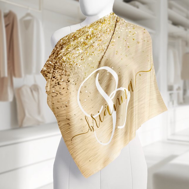 Faux Gold Brushed Metal Glitter Print Monogram Nam Bandana (Creator Uploaded)