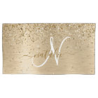 Faux Gold Brushed Metal Glitter Print Monogram Nam