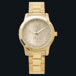 Faux Gold Brushed Metal Glitter Print Monogram Nam Watch<br><div class="desc">Easily personalize this trendy chic watch design featuring pretty gold sparkling glitter on a gold brushed metallic background.</div>
