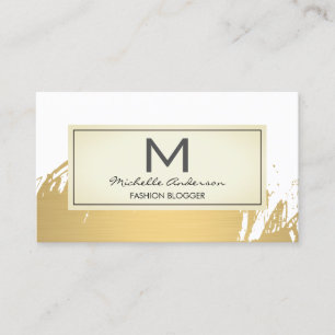 Faux Gold Brushed Monogram Business Card