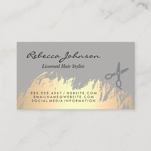 Faux Gold Brushed Salon Cuts Business Card