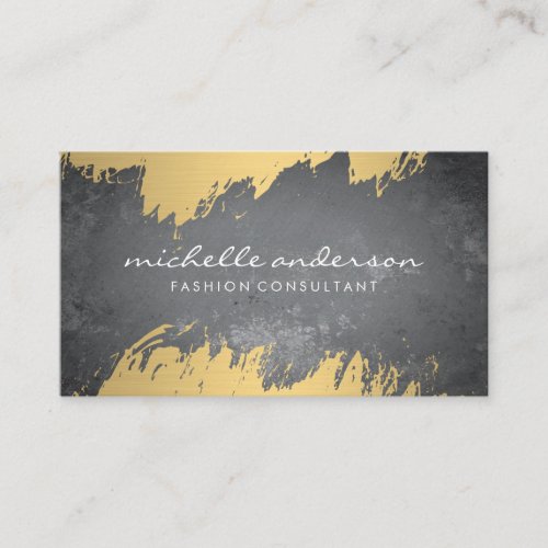 Faux Gold Brushed Slate Texture Business Card