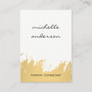 Faux Gold Brushed White Gray Business Card