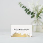 Faux Gold Brushed White Gray Business Card (Standing Front)