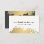 Faux Gold Brushed White Gray Business Card (Front/Back)