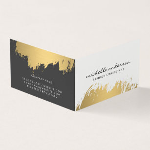Faux Gold Brushed White Gray Business Card