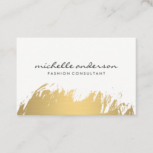 Faux Gold Brushed White Gray Business Card
