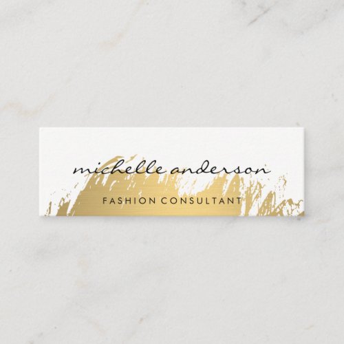 Faux Gold Brushed White Gray Mini Business Card