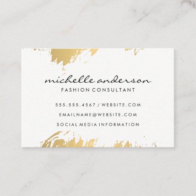 Faux Gold Brushed White Gray / Variation Business Card (Front)