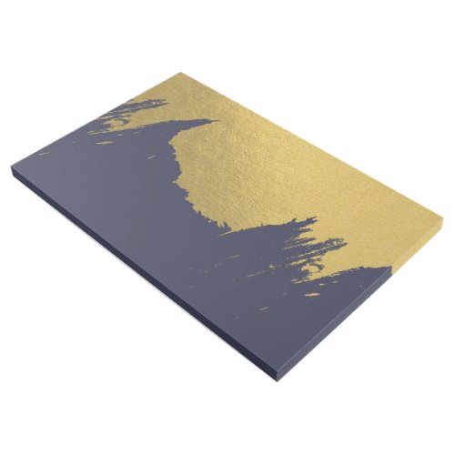 Faux Gold Brushstrokes with Navy Blue Background Gallery Wrap