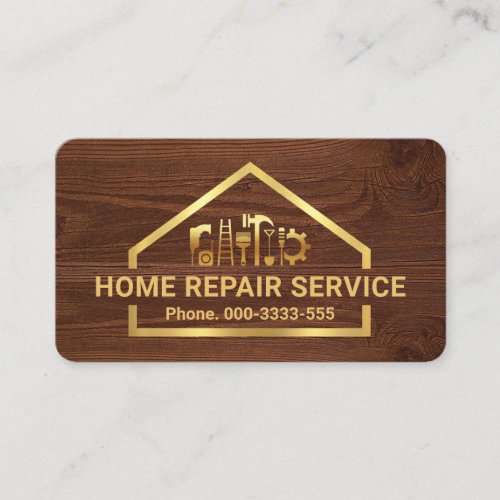 Faux Gold Building Handyman Tools Frame Business Card