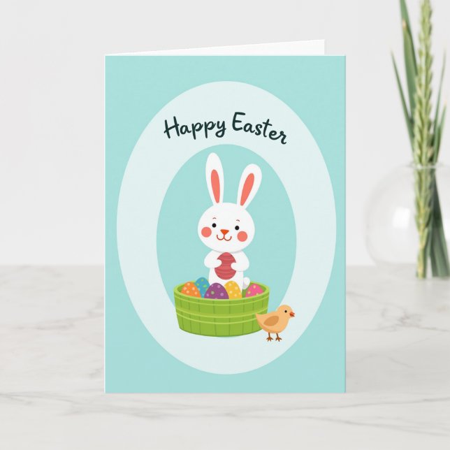 Faux Gold Bunny Basket Card (Front)