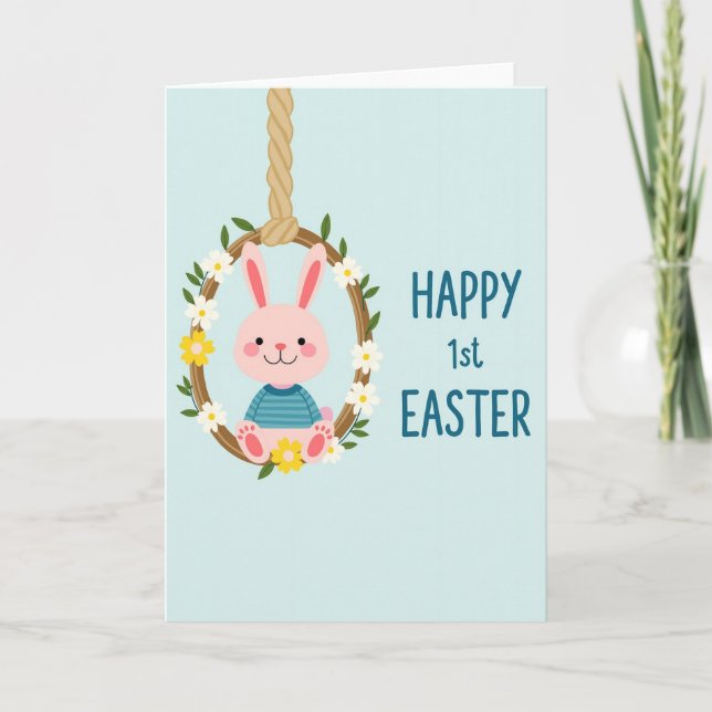 Faux Gold Bunny Easter Card (Front)