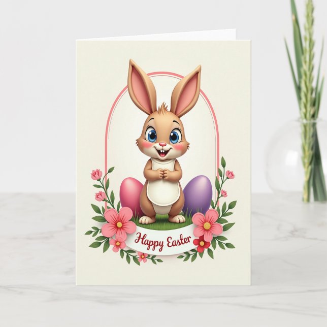 Faux Gold Bunny Festive Card (Front)