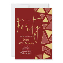 Faux Gold & burgundy Birthday Invitation