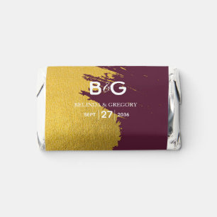 Faux Gold Burgundy, Monogram Wedding Hershey's Miniatures